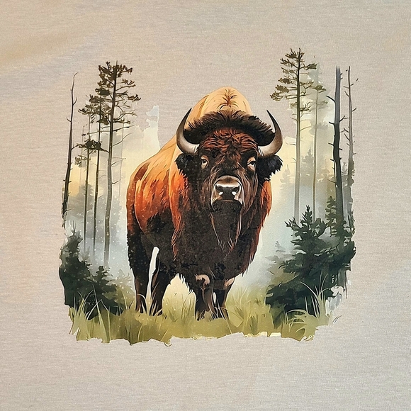 Majestic American Bison Beige T-Shirt - Picture 2 of 12